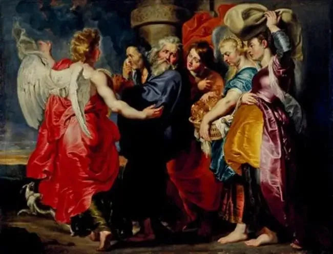 Loten og familiens flukt fra Sodoma (Første Mosebok 19:12-24), etter 1615 - Peter Paul Rubens