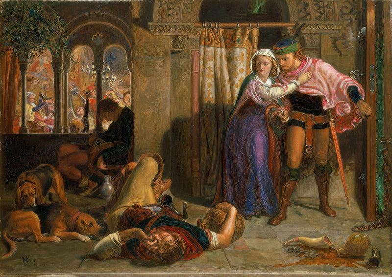 Madelines og Porphyros flukt under fylden som følger med festlighetene (Agnusdagen kvelden før) - William Holman Hunt