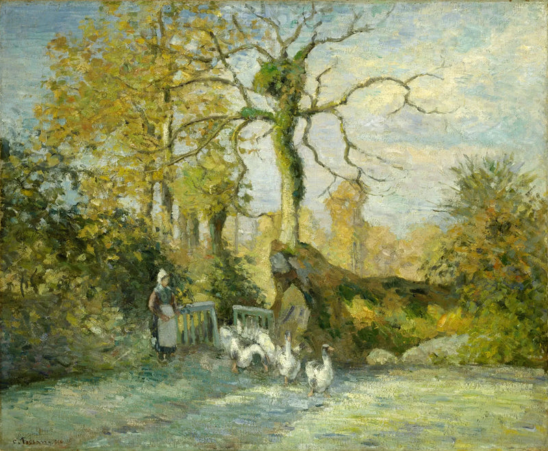 Gåsepasseren i Montfoucault (Hvit Rim) - Camille Pissarro