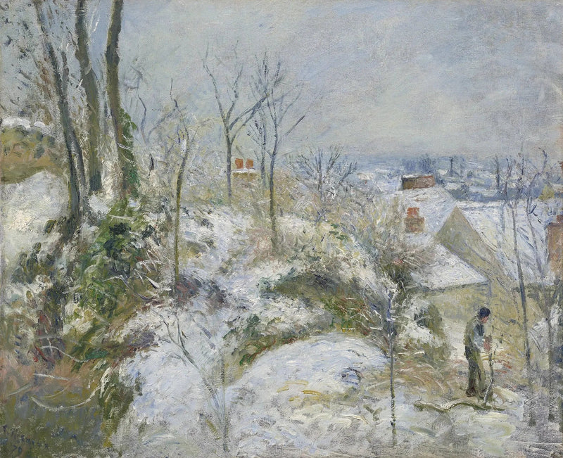 La Garenne, kysten av Saint-Denis i Pontoise, snøeffekt - Camille Pissarro