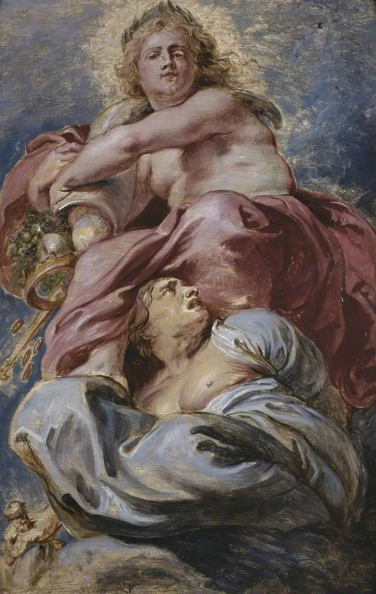 Jacques I:s generøsitet som triumferer over grådighet - Peter Paul Rubens