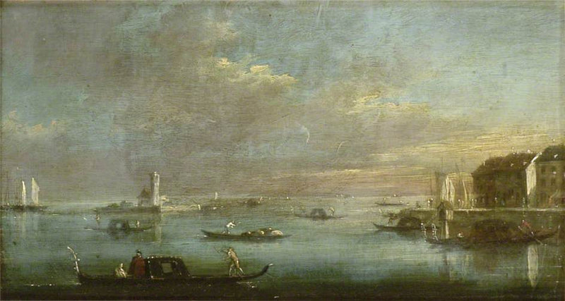 Venetiansk lagune ved solnedgang - Francesco Guardi