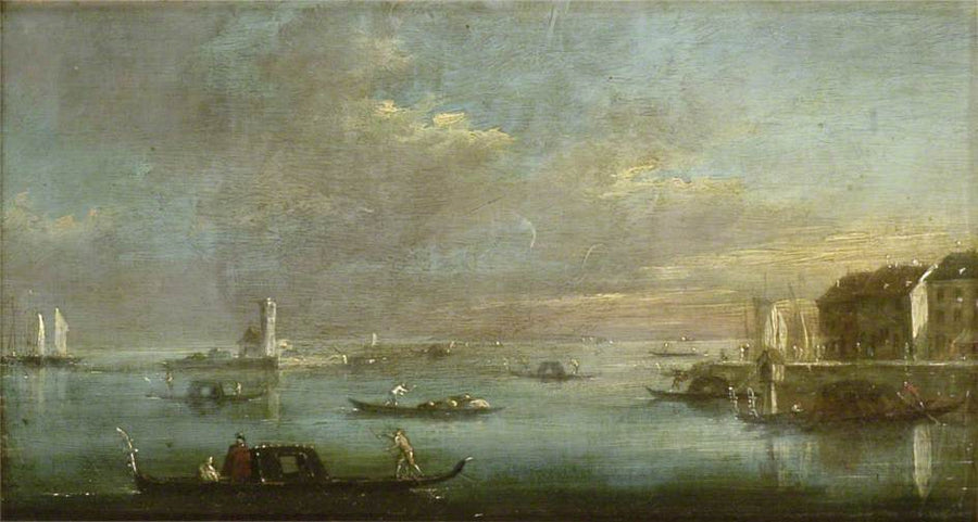 Venetiansk lagune ved solnedgang - Francesco Guardi