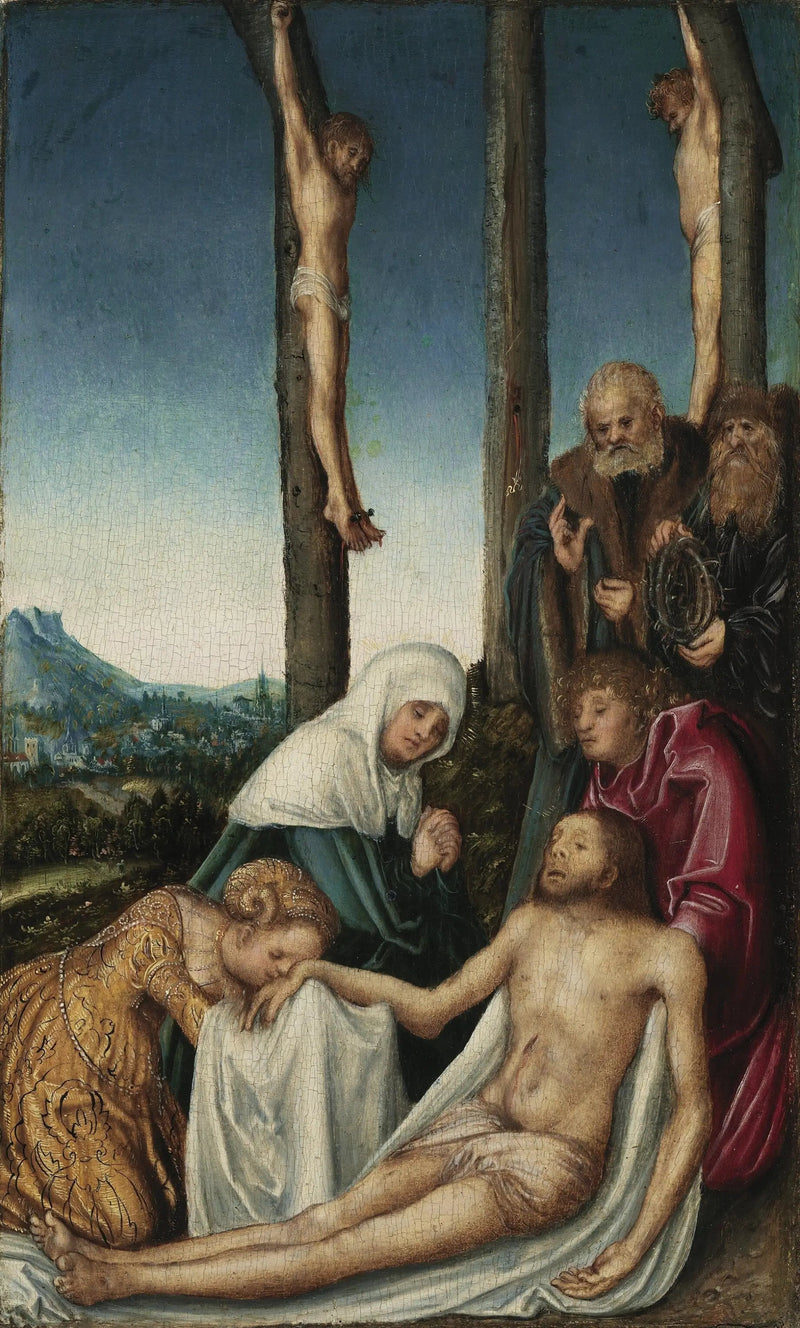 Lamentasjonen med de to brigandene korsfestet - Lucas Cranach den eldre