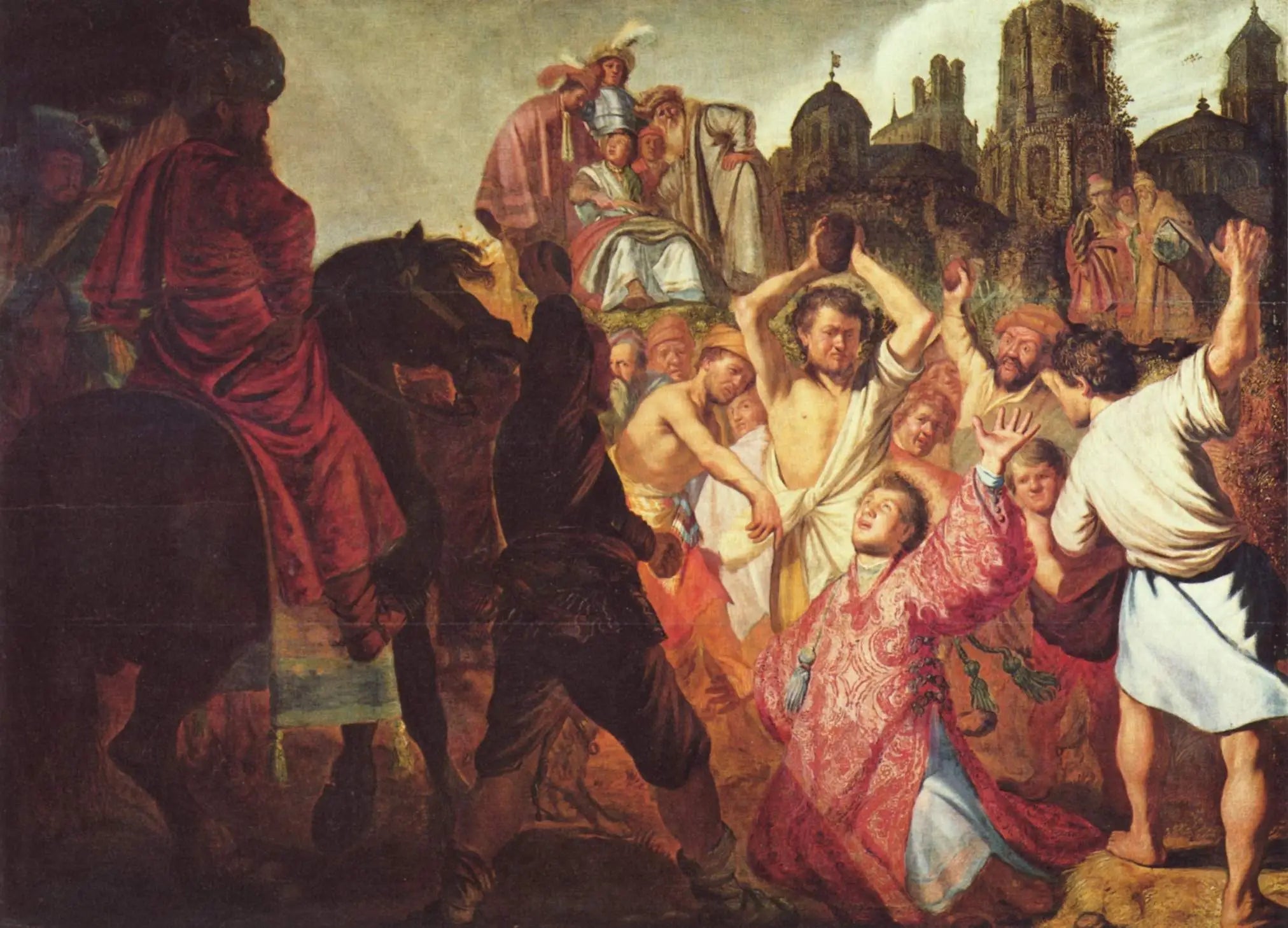 La Lapidation de Saint Étienne - Rembrandt image 1 reproduction de peinture à l’huile