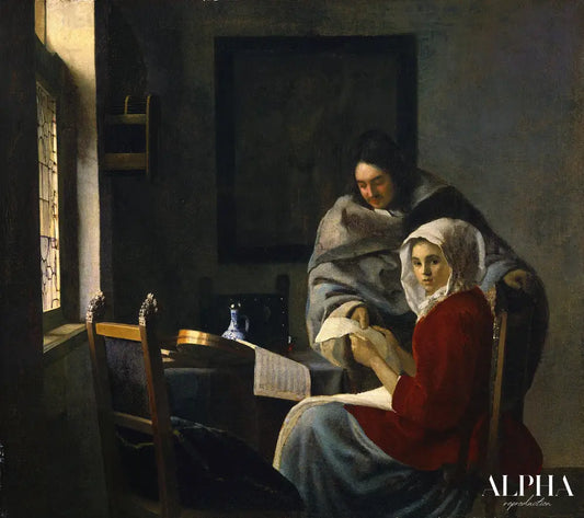 La Leçon de musique interrompue - Johannes Vermeer - Reproductions de tableaux et peintures haut de gamme