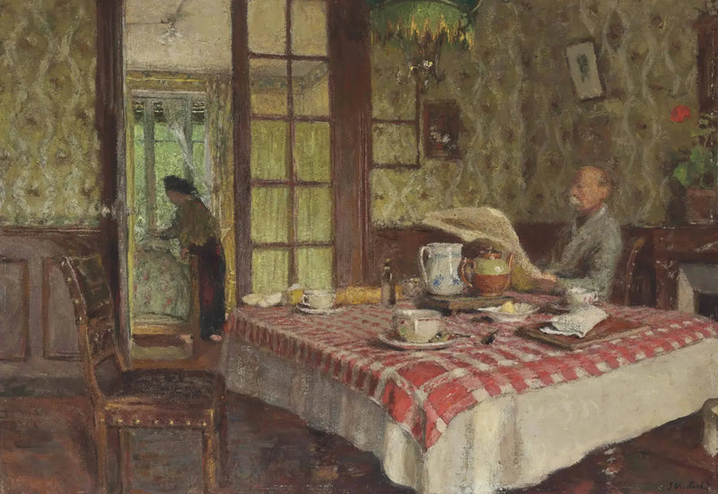 Lesing i spisestuen, Vaucresson - Édouard Vuillard