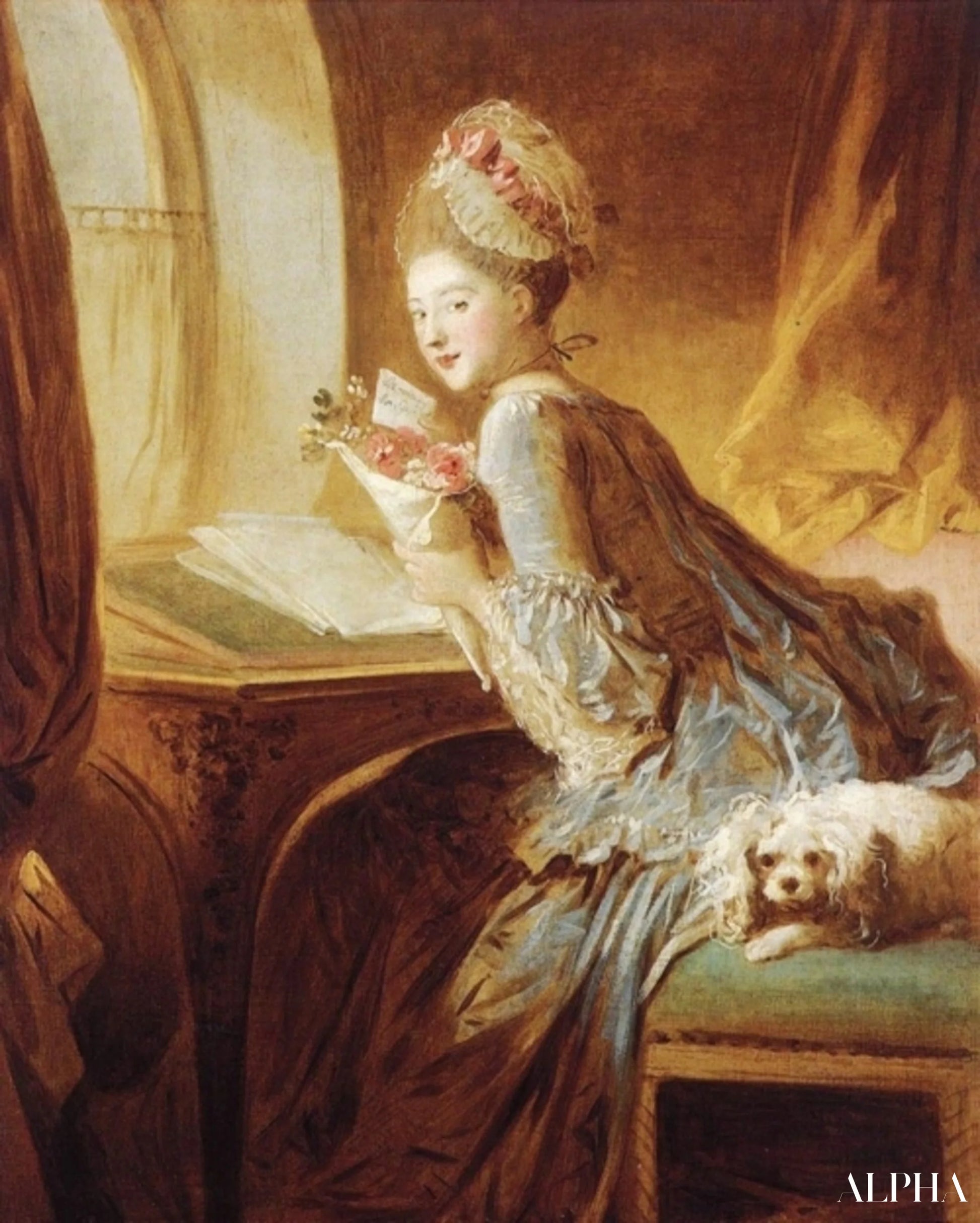Kjærlighetsbrevet - Jean-Honoré Fragonard - Høykvalitets reproduksjoner av malerier og bilder