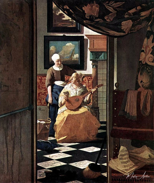 La Lettre d'amour (Vermeer) - Johannes Vermeer - Reproductions de tableaux et peintures haut de gamme