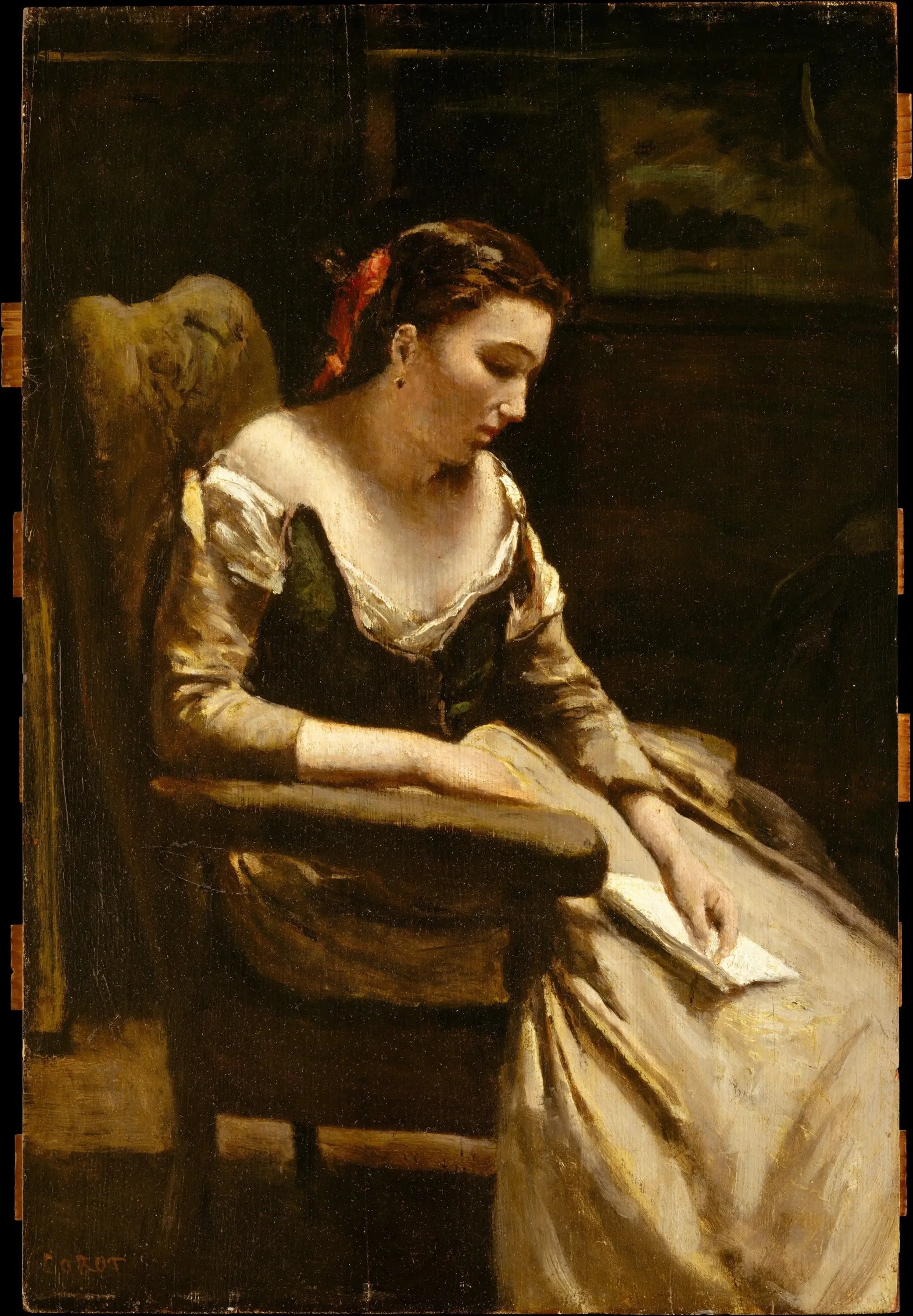 La lettre - Jean-Baptiste Camille Corot - Alpha Reproduction