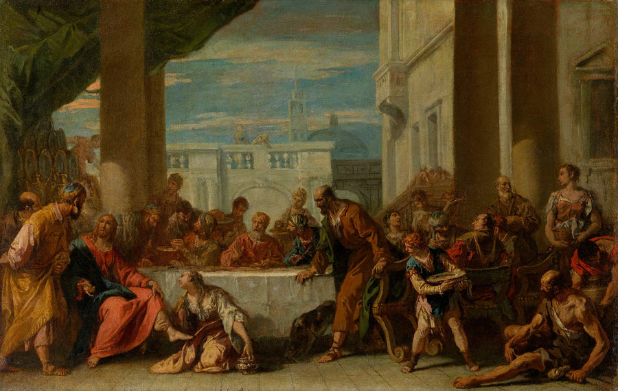 Den Madeleine salver Jesu føtter. - Sebastiano Ricci