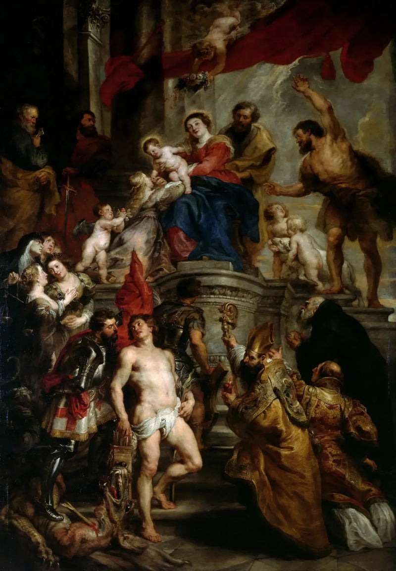 Den Madonna ledsaget av helgener - Peter Paul Rubens