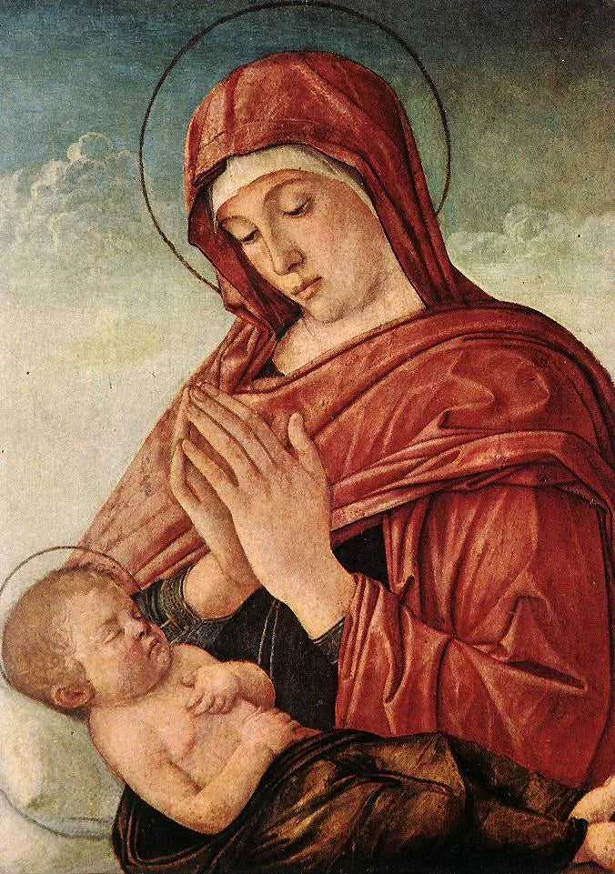Madonna som tilber den sovende Jesusbarnet - Giovanni Bellini