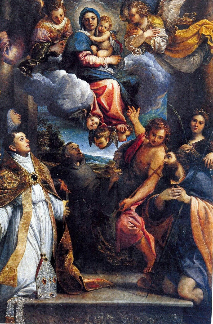 Madonna i herlighet med helgener - Annibale Carracci