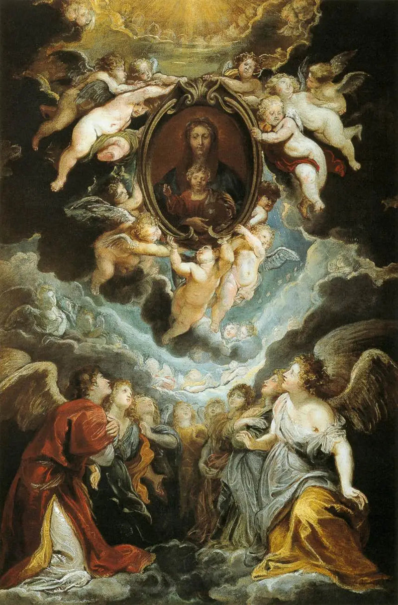 Madonnaen fra Vallicella elsket av serafiner og keruber - Peter Paul Rubens