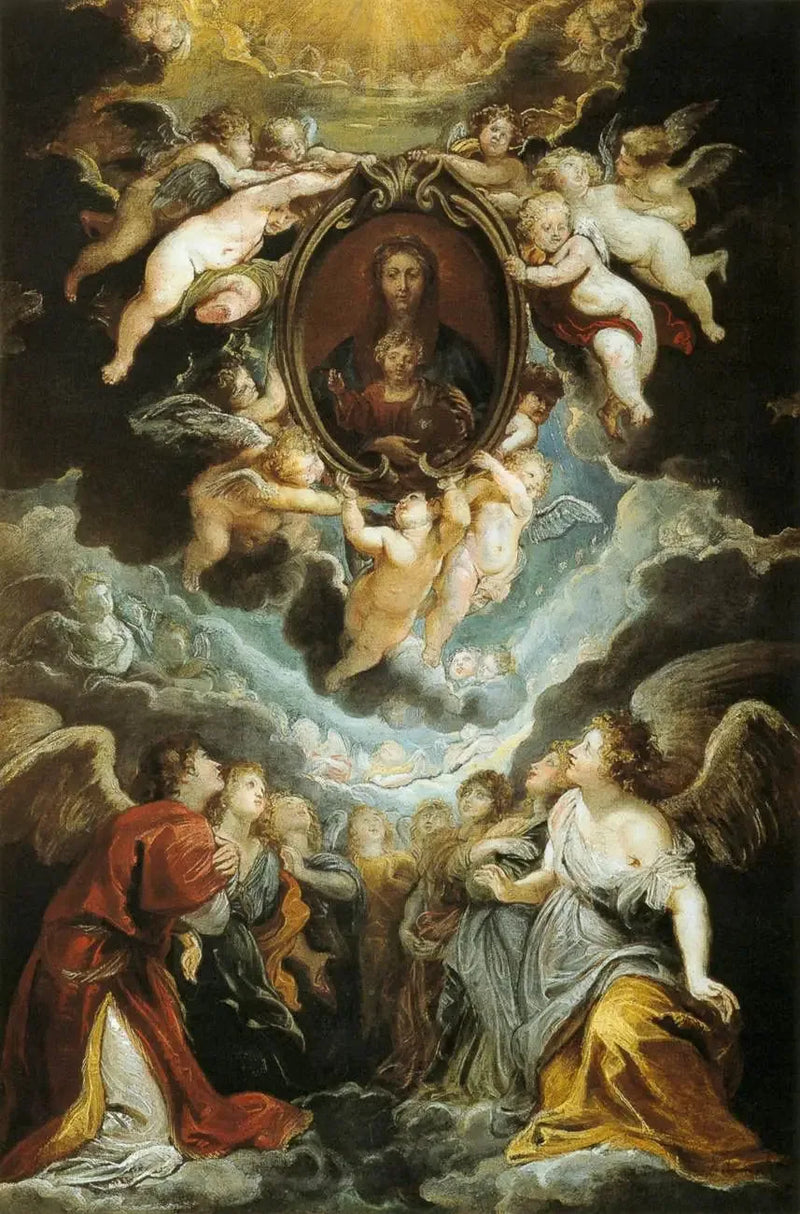 Madonnaen fra Vallicella elsket av serafiner og keruber - Peter Paul Rubens