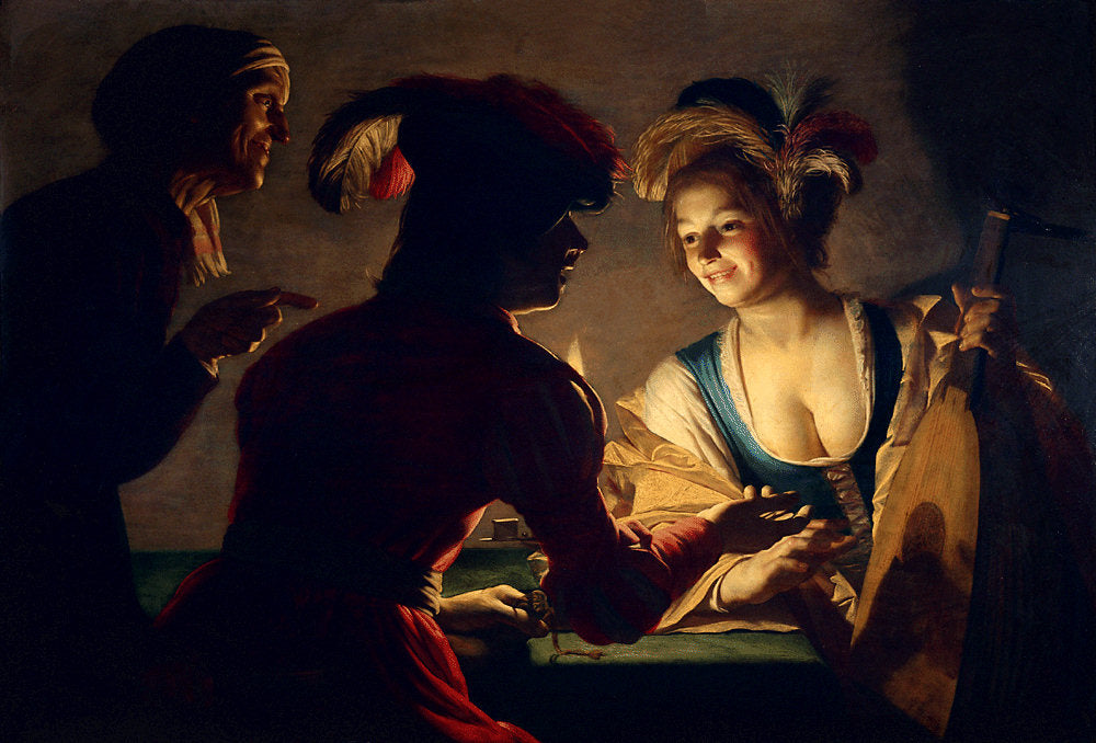 La Marieuse - Gerrit van Honthorst image 1 copie peinte à la main à l’huile