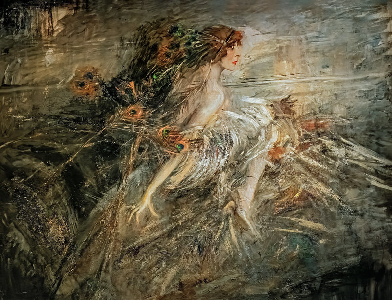 Marquise Luisa Casati med påfuglfjær - Giovanni Boldini