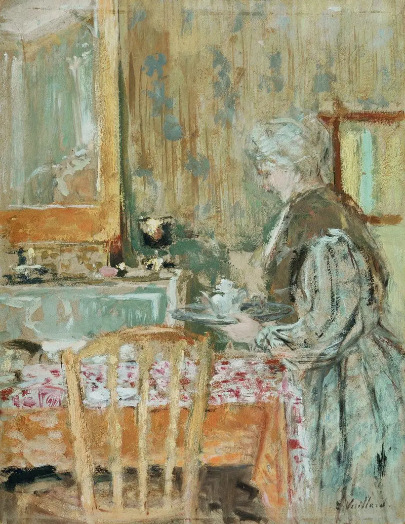 Kunstnerens mor som serverer te - Édouard Vuillard
