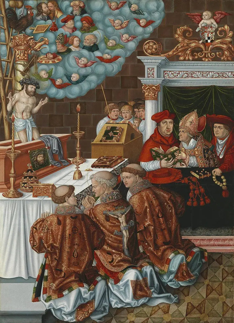 Messen til Saint Gregor med kardinal Albrecht av Brandenburg - Lucas Cranach den eldre