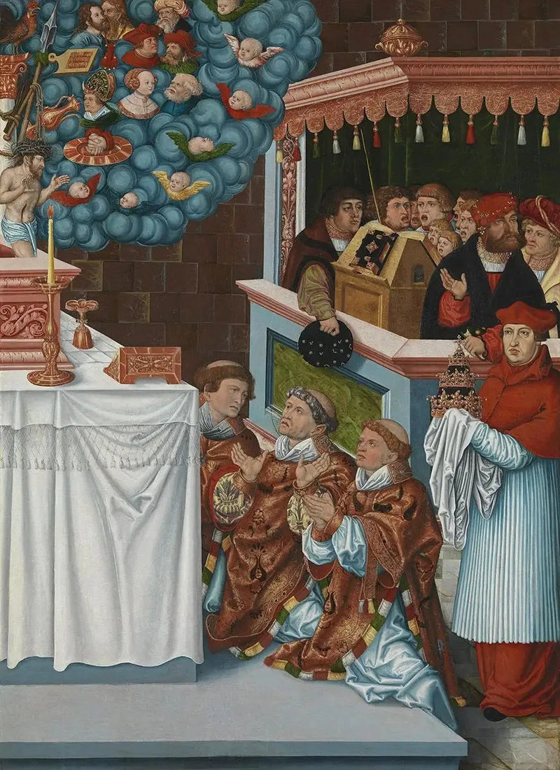 Messen til Saint Gregor med kardinal Albrecht av Brandenburg - Lucas Cranach den eldre
