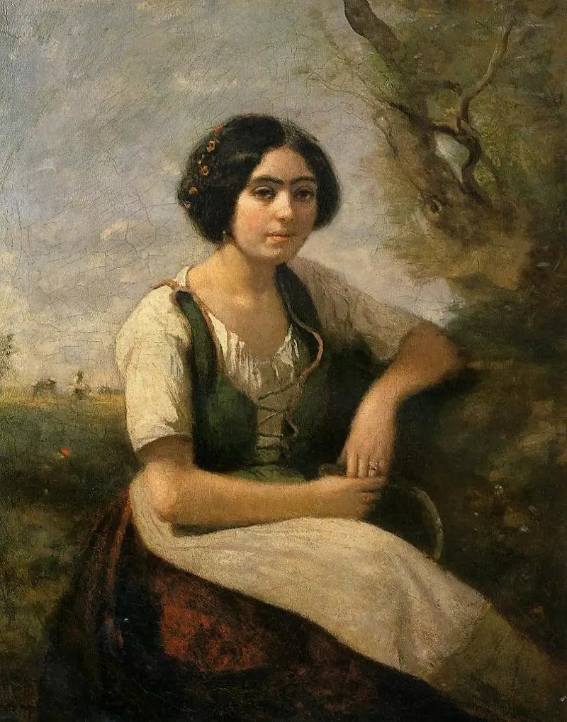 Høstingmaskinen med sigden - Jean-Baptiste Camille Corot