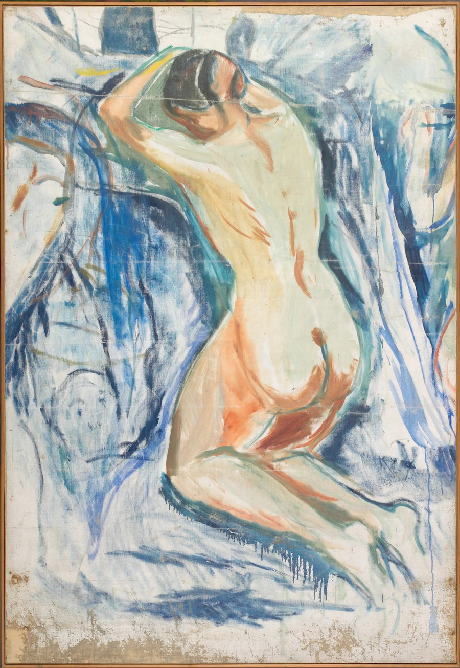 Det menneskelige fjellet: knebøyet akt - Edvard Munch