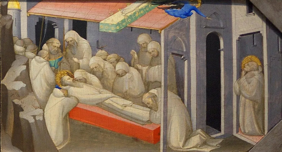 Døden til Saint Benoît: Detalj av predella-panelet - Lorenzo Monaco