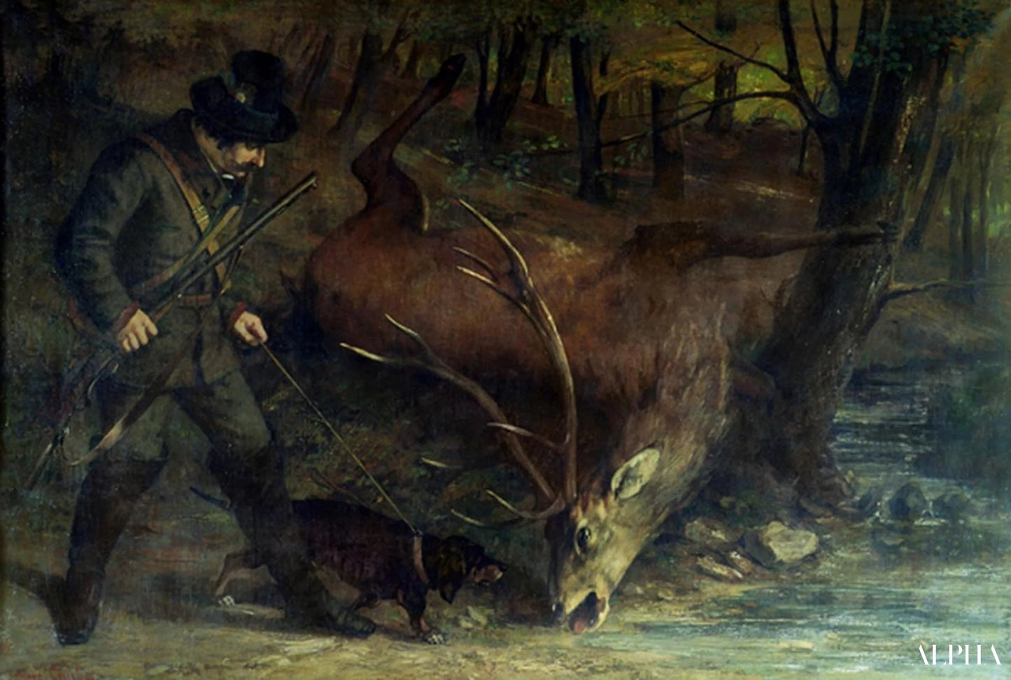 Døden til hjorten - Gustave Courbet - Høykvalitets reproduksjoner av malerier og bilder