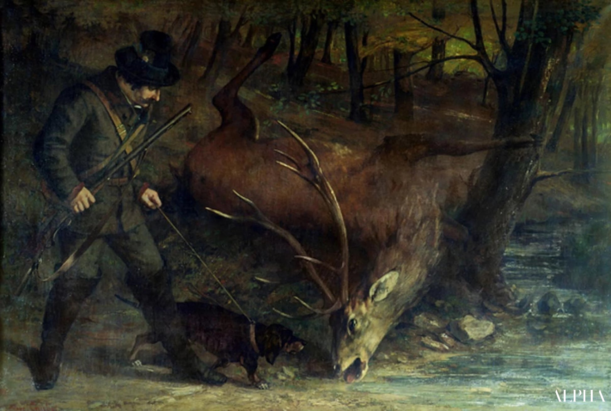 Døden til hjorten - Gustave Courbet - Høykvalitets reproduksjoner av malerier og bilder