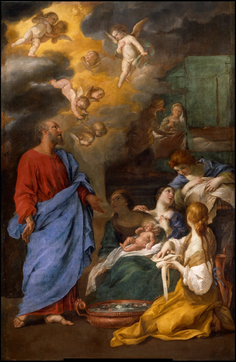Fødselsen til Saint Johannes Døperen - Andrea Sacchi