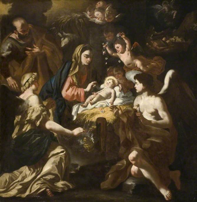Julefødselsberetningen med tilbedende engler - Francesco Solimena