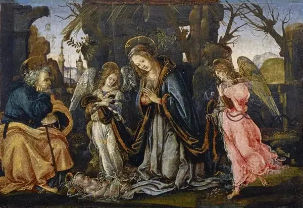 Julefødselsberetningen med to engler - Filippino Lippi
