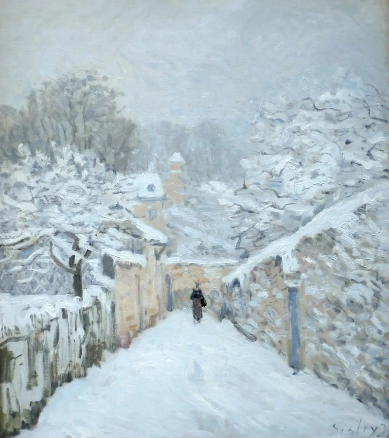 Snøen i Louveciennes - Alfred Sisley