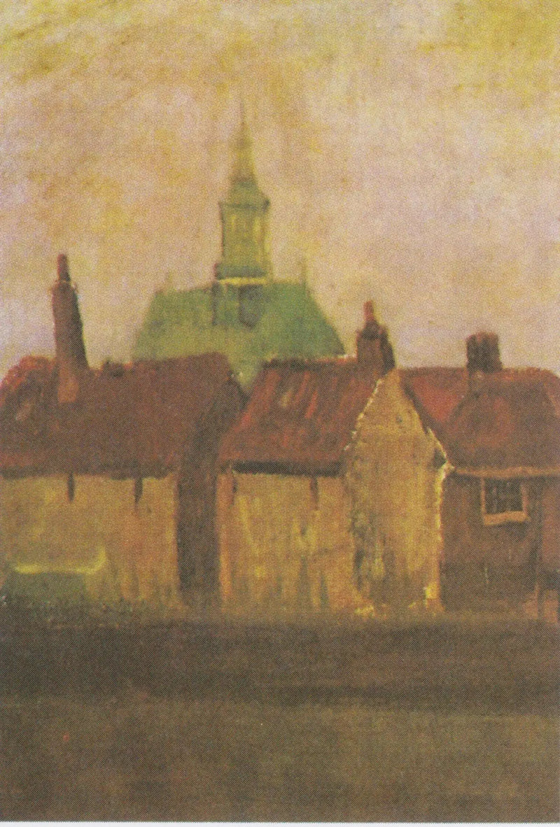 Den nye kirken og de gamle husene i Haag - Vincent van Gogh