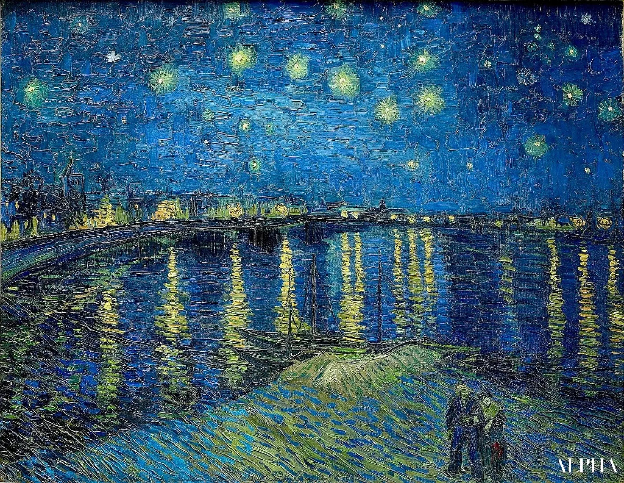 La Nuit étoilée sur le Rhône - Vincent van Gogh image 1 copie peinte à la main à l’huile