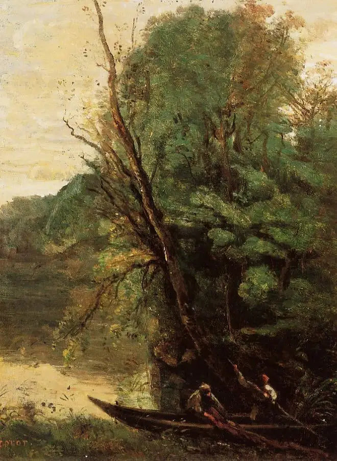 Sjøfiske med spyd - Jean-Baptiste Camille Corot