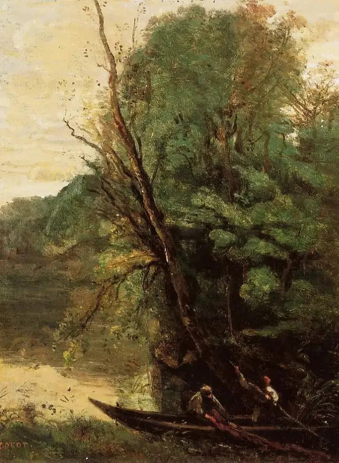 Sjøfiske med spyd - Jean-Baptiste Camille Corot
