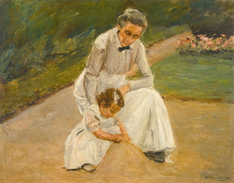 Kunstnerens barnebarn og hennes barnepike leker i hagen - Max Liebermann