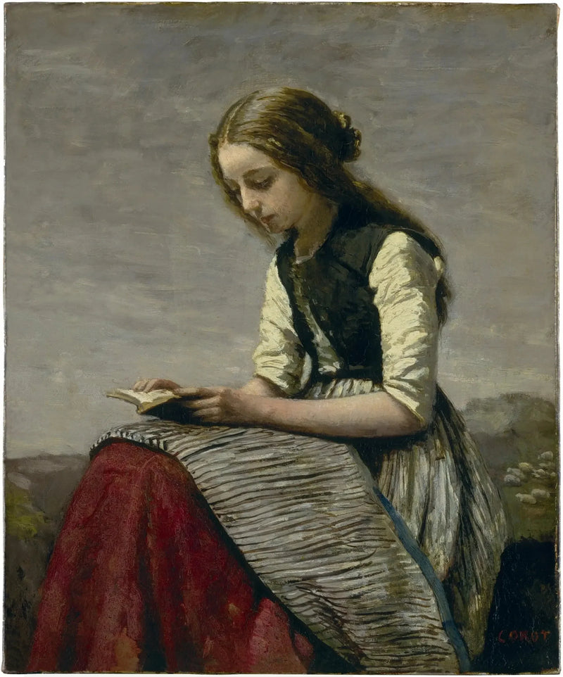 Den lille leseren - Jean-Baptiste Camille Corot