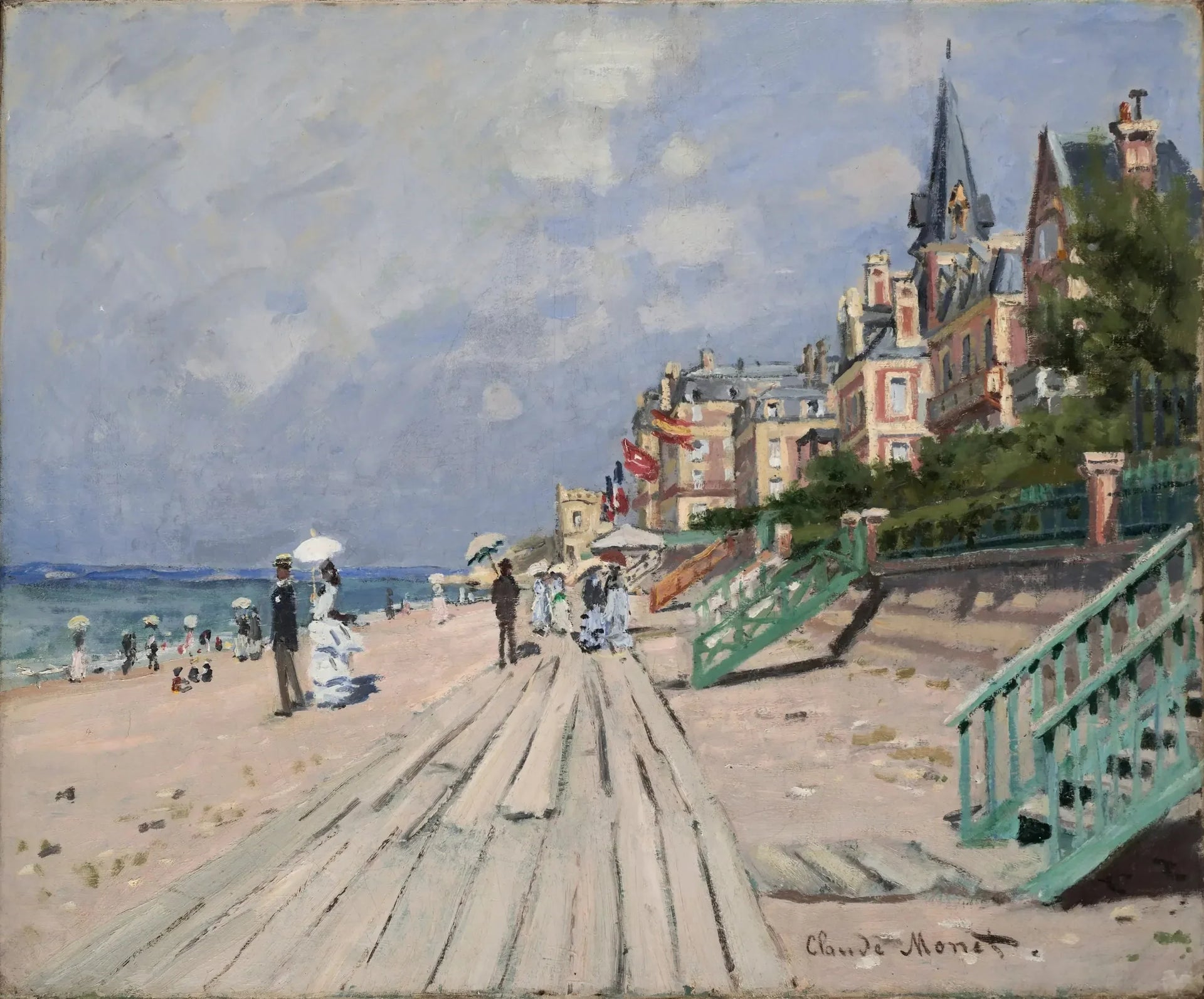 La Plage à Trouville - Claude Monet image 1 reproduction de peinture à l’huile