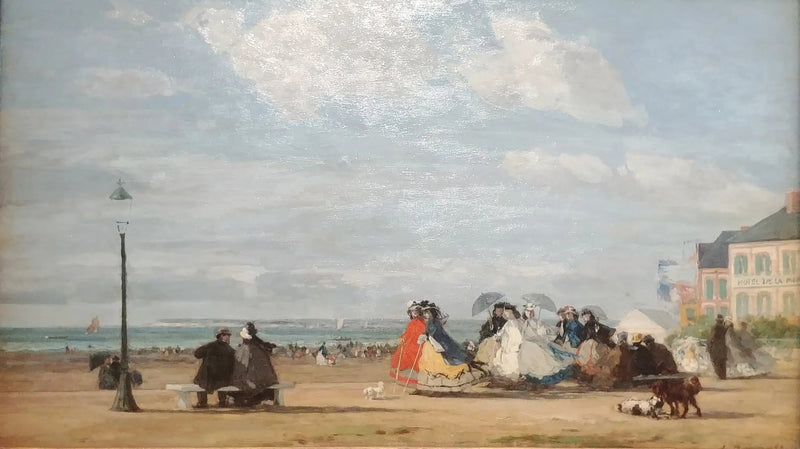 Stranden i Trouville - Keiserinne Eugénie og hennes følge - Eugène Boudin
