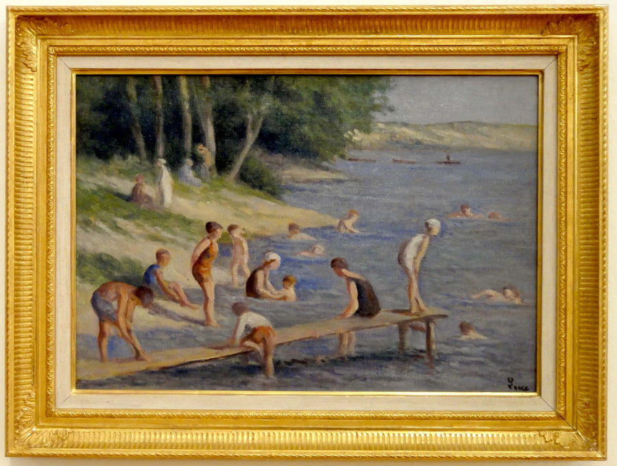Stranden i Méricourt, bading - Maximilien Luce