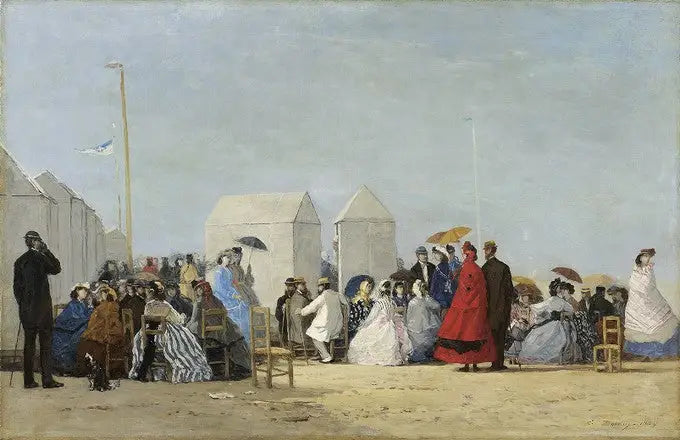 Trouville-stranden ved badetid - Eugène Boudin