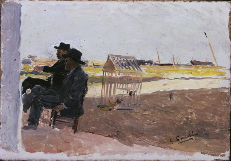 Stranden, Valencia (To Menn Sittende) - Joaquín Sorolla