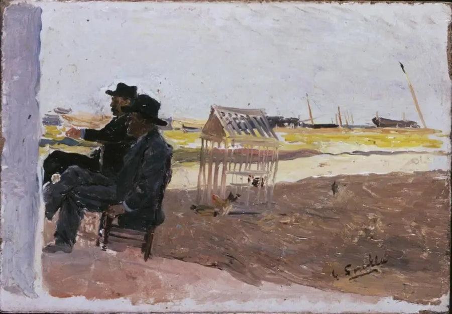 Stranden, Valencia (To Menn Sittende) - Joaquín Sorolla