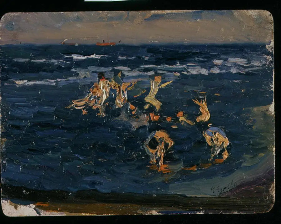 Stranden, Valencia (Gutter i bølgene) - Joaquín Sorolla