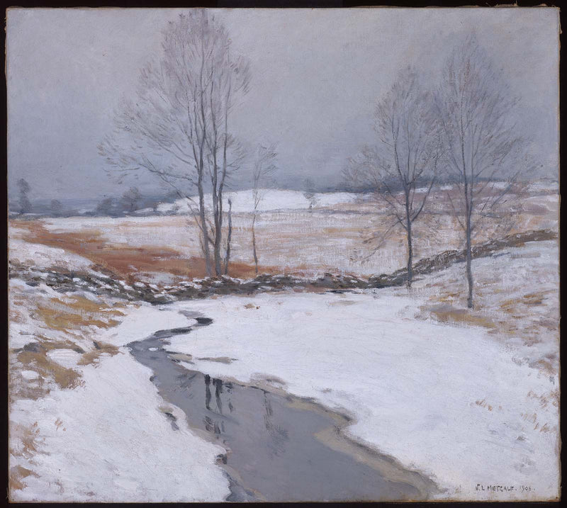 Den første snøen - Willard Metcalf