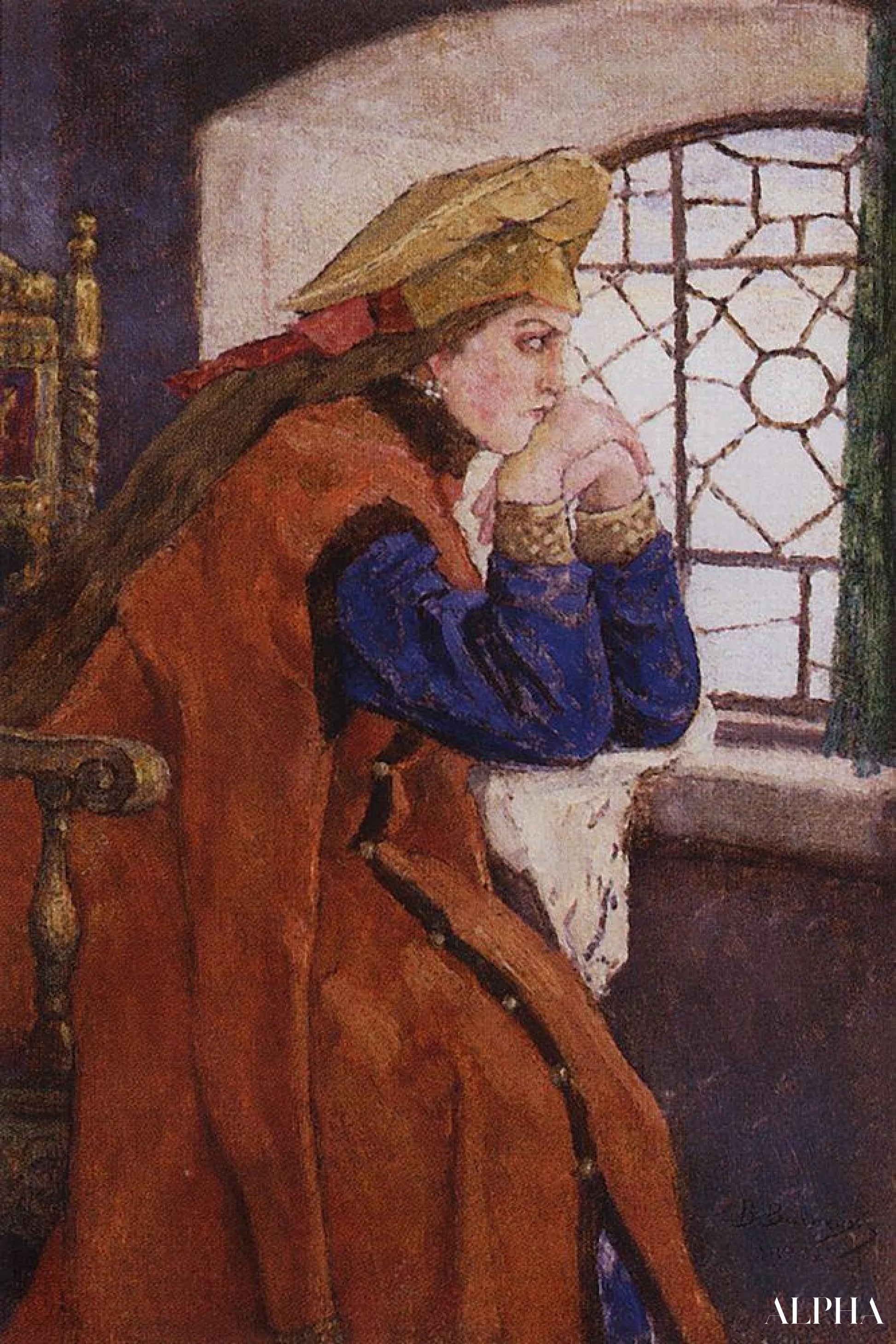 Prinsessen ved vinduet (Prinsesse Nesmeyana) - Viktor Vasnetsov - Høykvalitets reproduksjoner av malerier og bilder
