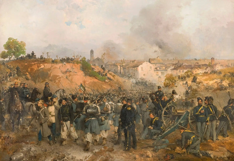 Palestro-oppgjøret 30. mai 1859 - Gerolamo Induno

Source:
La prise de Palestro le 30 mai 1859 - Gerolamo Induno
